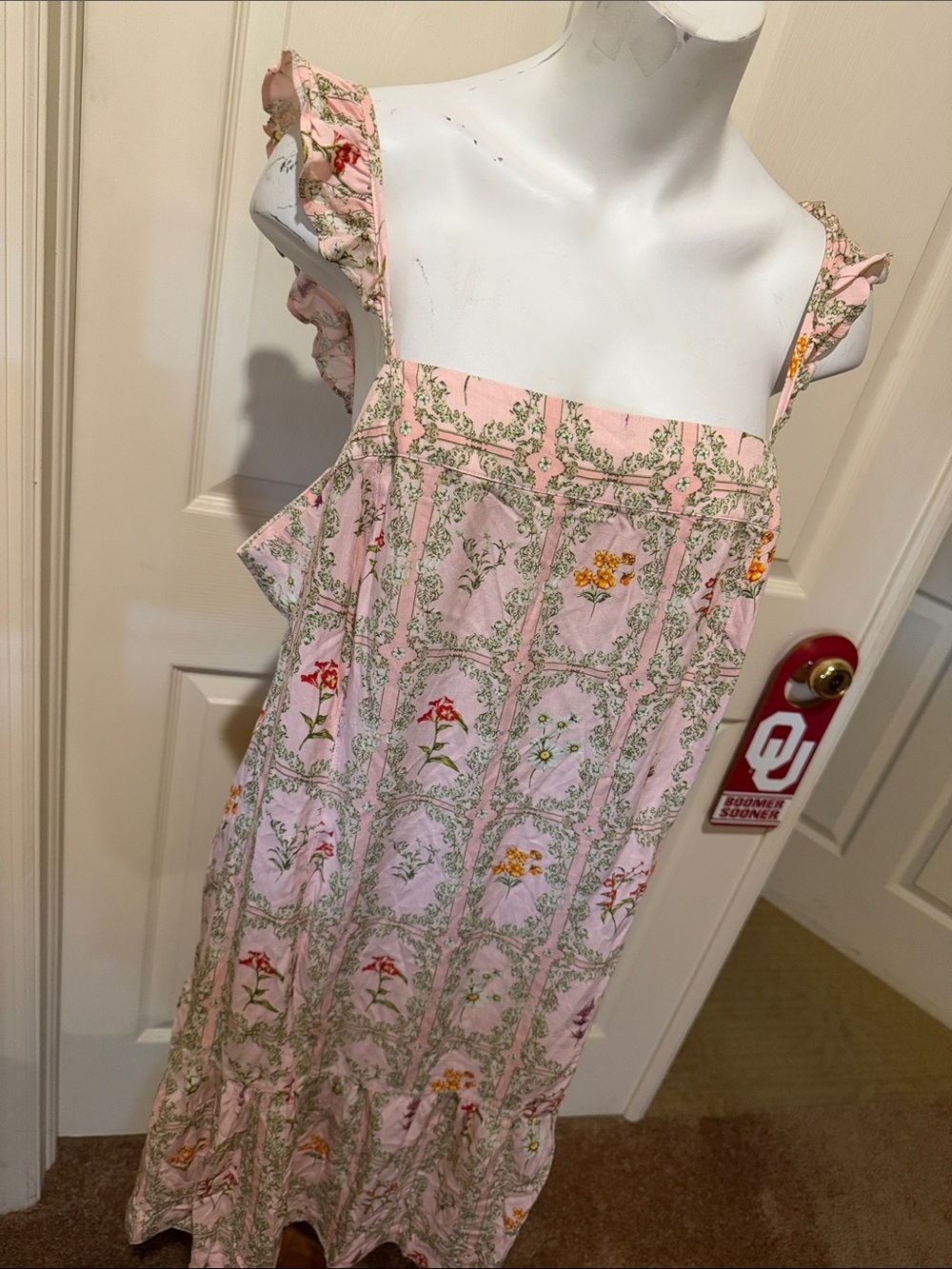 Agua Bendita Pink Floral Trellis Dress. NWT. Size 2X. Pockets - Picture 2 of 9